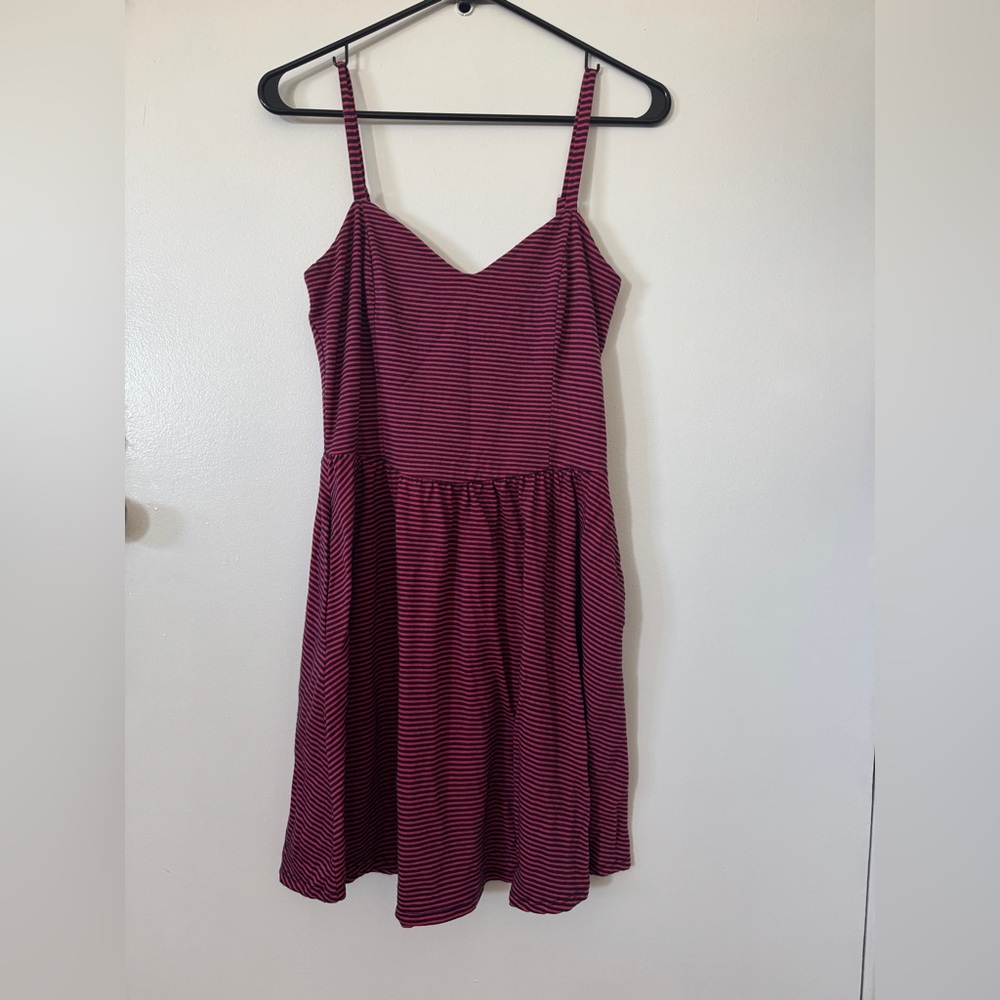 Lush Red and Black Striped Mini Dress - Picture 1 of 6